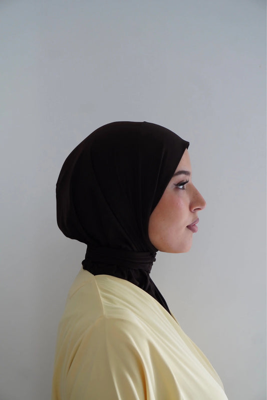 Hijab cagoule Marron – Léger, couvrant et confortable Hnynnamodesty