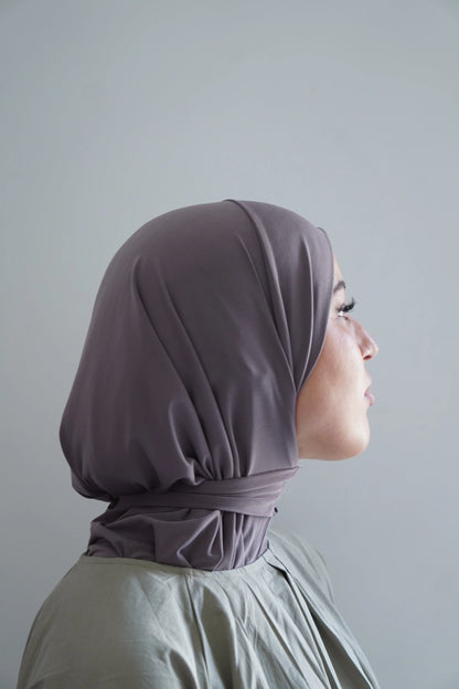 Hijab cagoule Taupe – Léger, couvrant et confortable Hnynnamodesty